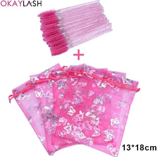 OKAYLASH Pretty Eyelash Staw String Baggies 13*18cm Colorful Butterfly Eye Lashes Package Gift Bags in Bulk