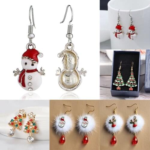 Hot Christmas Earrings Women Girls Fashion Ornaments Stylish Christmas SnowmanTree Pentagram Earrings jewelry for gift
