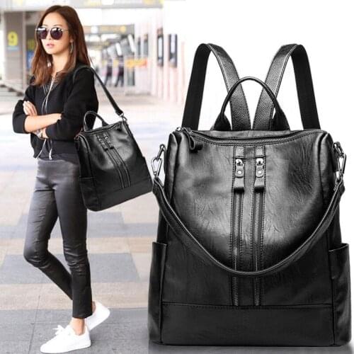2020 New Genuine Leather Women Backpack for Teenager Girl Large Capacity Multifunction School Backpack Sheepskin Travel mochila