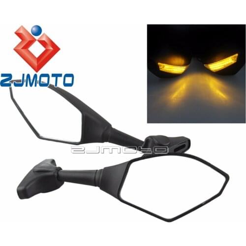 LED Turn Indicators Side Mirrors For Racing Motorcycles For FZR YZF FZ1 FAZER FJR XJ6 ZRX Ninja CBR CBF GSXR Rear View Mirrors