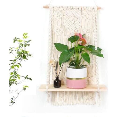 Bohemian Hand-woven Tapestry Living Room Bedroom Flower Pot Shelf Home Decoration Wall Tapestry