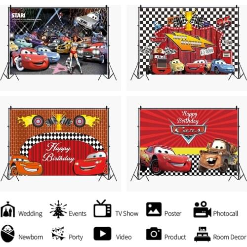 Disney Cars Mcqueen Theme Baby Boys Birthday Party Decorations Vinyl Photography Backdrops Christmas Background For Photo Studio