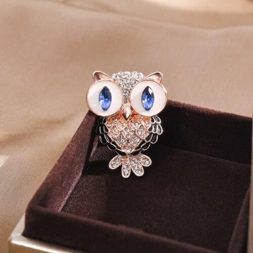 Explosive Trendy Inlaid Rhinestone Temperament Cute Crystal Owl Brooch Female Japanese and Korean Fashion Sweet Accessories