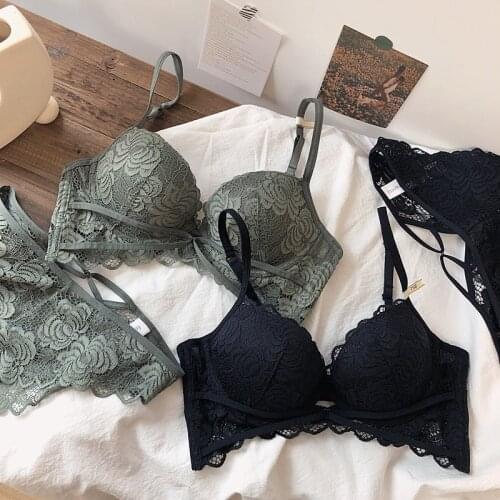 Wriufred Stereotype Gathering Lingerie Sets Lace Adjustable Sexy Bra Set Underwire Women Plus Size ABC Cup Underwear