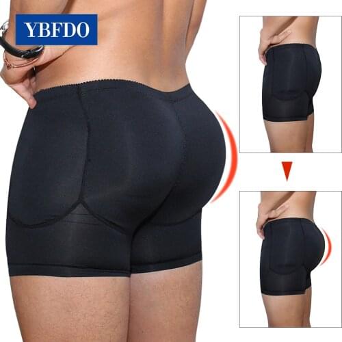 YBFDO Mens Boxers Underwear Black Padded Butt Enhancer Booty Booster Molded Boyshort Underwear Boxer S-6XL