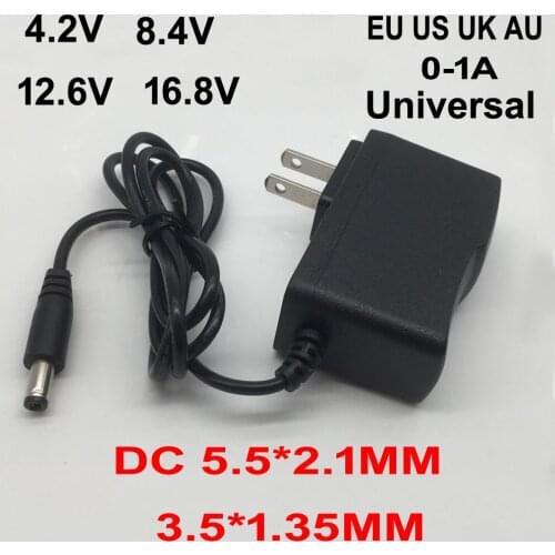 AC 100-240V DC 4.2V 8.4V 12.6V 16.8V 1A 18650 lithium battery charger Power Adapter 4.2 V 8.4 V 12.6 V 16.8 V 1000MA charger