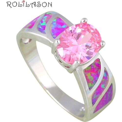 AAA Zirconia Rings for Women Office Style Purple Fire Opal silver color Stamped Zircon Jewelry Rings USA Sz #6#7#8#9#10 OR841