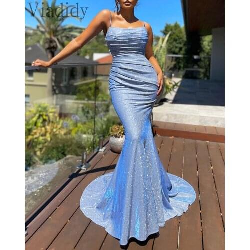 Women Spaghetti Strap Skinny Mermaid Dress Sleeveless Backless Party Dress