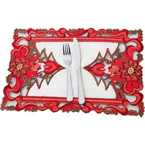 2Pcs Christmas Placemat Creative Embroidery Xmas Table Mat Table Decoration Table Mats Napkins Simple Design Tableware Kitchen