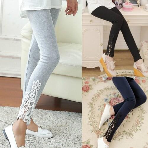 2019 Fashion Casual Long Pants Womens Lace Crochet High Waist Skinny Leggings Trousers Ladies Fitness Sports Pants Home Wear