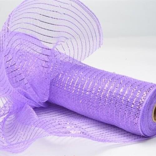 21inch x 10yard Glitter Deco Mesh frabic With 50 Silver lines for wedding christmas decorations mesh rolls