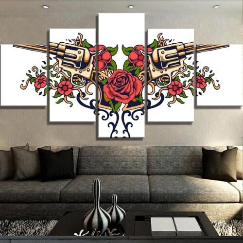 5 Piece Canvas Art Guns N Roses flowers Cuadros Decoracion Paintings on Canvas Wall Art for Home Decorations Wall Decor Artwork