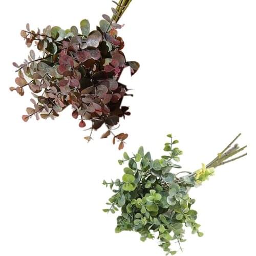 6 Pcs Eucalyptus Plastic Artificial Leaves Bunch for Home Christmas Wedding Decoration Small Faux Foliage Fake Money Leaf Plant