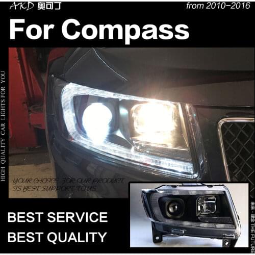 AKD Car Styling for Jeep Compass Headlights 2012-2016 LED Headlight LED DRL Hid Head Lamp Angel Eye Bi Xenon Beam Accessories