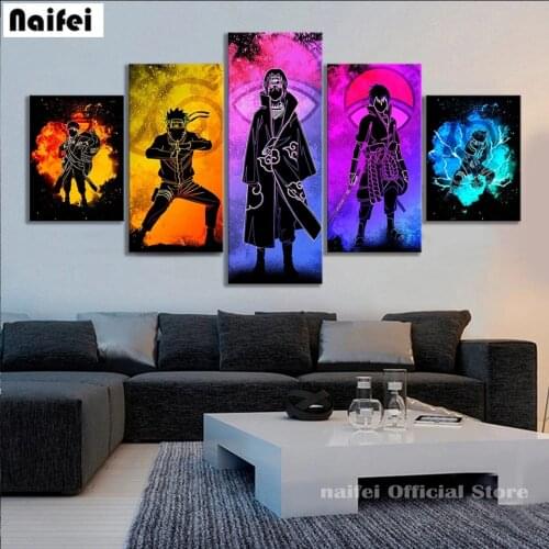 5d Diy Diamond Painting 5pcs Soul of Anime Characters Abstract Wall Art Full Drill Cross Stitch Embroidery Rhinestone Home Decor