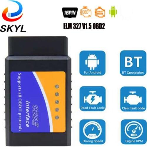 SKYL ELM 327 V1.5 OBD2 For Android elm327 v1.5 ODB2 Code Reader OBD 2 Bluetooth-Compatible Car Diagnostic Scanner ELM327 1.5