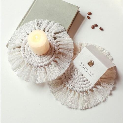Bohemian Placemat for Dining Table Cotton Rope Woven Tea Coaster Insulation Eco-Friendly Coaster Table Mat Round Placemats