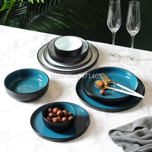 Household Ceramic Dish Set Tableware Nordic Dumb Disc Creative Fashion Simple Deep Dish Western Salad