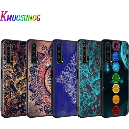 Mandala Chakra Yoga for Huawei Honor 9S 9A 9C 30 20 10i 9X Lite 8X 20 10 10i 9 Lite 8C 8A 7C 7A Pro Black Phone Case