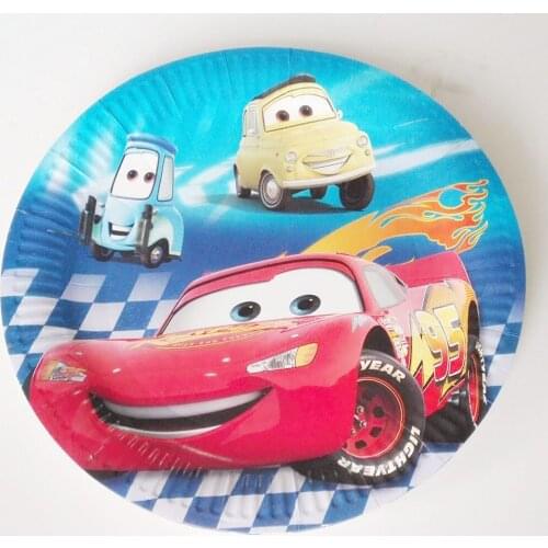10pcs/set Cars 7inch Lightning Mcqueen Paper Plates Birthday Children Party Supplies Kids Happy Birthday Party Decoration