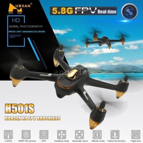 Hubsan X4 H501S X4 Brushless FPV RC Quadcopter Drone Only BNF Aircraft Body with 1080P HD Camera GPS Transmitter Black White