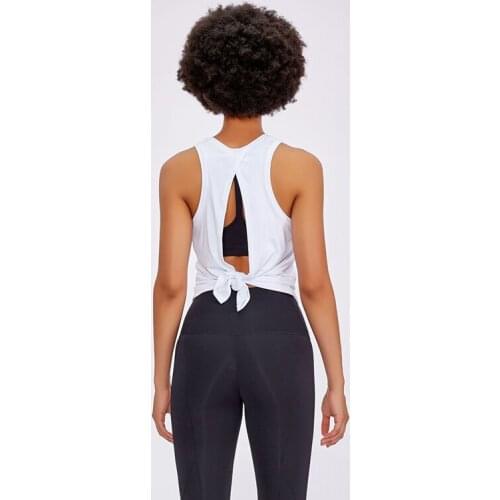 Backless Breathable Sport Shirt Fashion Straps Quick-drying Loose Sleeveless Womens Workout Crop Tops For Fitness