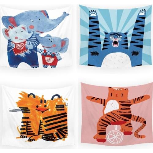 Cartoon anime elephant tiger pink tapestry tapestry anime wall hanging tapestry tie dye tapestry celestial decor wall hanging