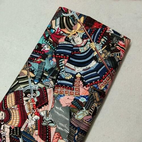 Vivid Digital Printing Japanese Warrior Printed Cotton Fabric 50x105cm Fishs Fabric Patchwork Cloth Bag Party Home Decoration