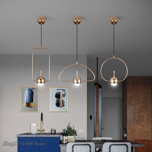 Postmodern personality pendant light restaurant Nordic creative bar bedside Hanging Lamp bedroom single head small pendant lamps