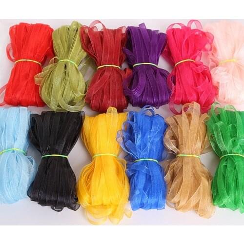Hot Sale 6mm 20 Yards Multi Colors Organza Ribbons Apparel Sewing Fabric DIY Gift Packaging Wedding Decoration Tapes Ribbon Lace