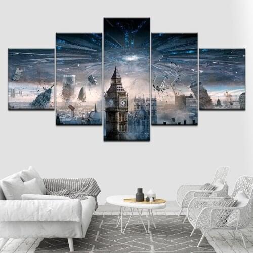 London Big Ben landscape 5 Piece HD Wallpapers Art Canvas Print modern Poster Modular art painting for Living Room Home Decor