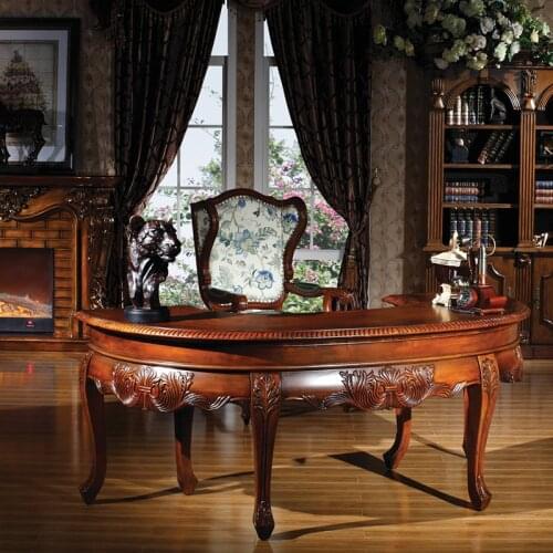 Study room luxury antique furniture set table chair set Кабинет Роскошная антикварная мебель набор стол стул GH36