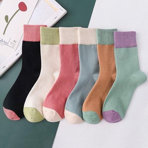 QKorean Style Autumn Winter Socks for Men Women Candy Color Breathable Unisex Mid Tube Socks Cotton Casual Women Socks