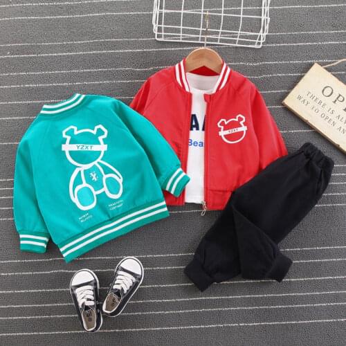 New Autumn Children Clothes Baby Boys Cartoon Jacket Suit T-Shirt Pants 3Pcs/Set Spring Kids Infant Clothing Toddler Sportswear