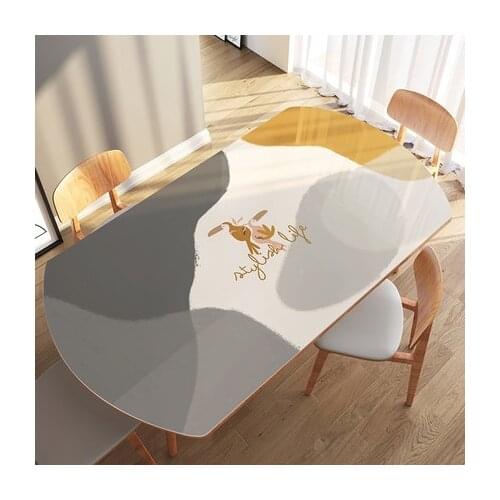 Oval Table Cloth PVC Soft Plastic Glass Waterproof Dining Table Cover PVC Table Cloths Protect the Desktop Home Decoration