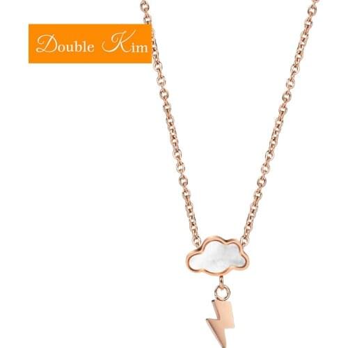 Lightning Cloud Pendant Necklace Titanium Stainless Steel Material Necklaces Inlaid Natural Shells Women Trendy Jewelry