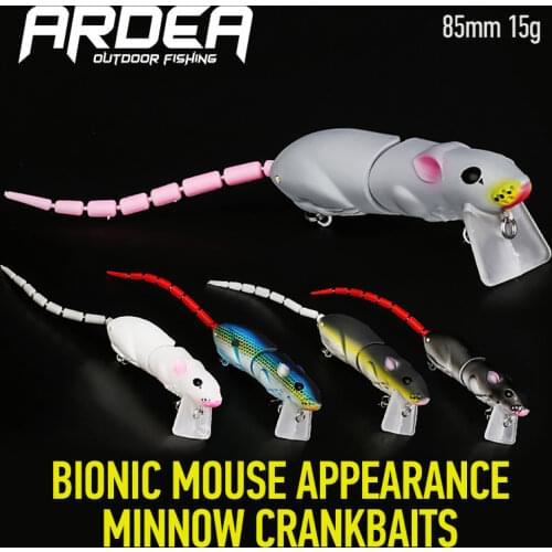 1Pcs Mouse Lure Black Minnow Hard Platic Rat Bait15g Crankbait Jointde Artificial Swimbait Pike Bass Fishing Tackle