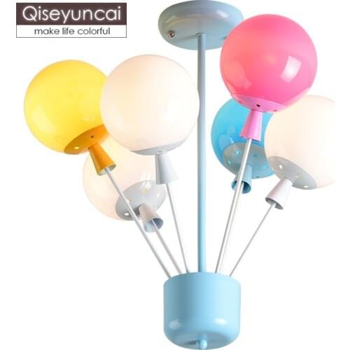 Qiseyuncai Nordic modern children room simple color balloon ceiling lamp creative bubble girl bedroom lamp free shipping