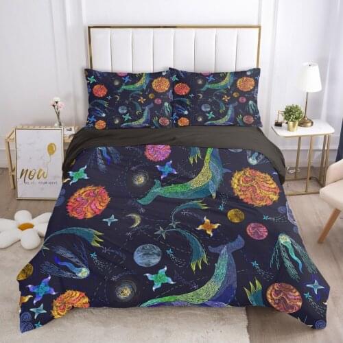 Luxury bedding set Duvet cover set pillow case Bed linens Quilt cover 220x240 200x200 Queen King Full Astrology witchcraft whale