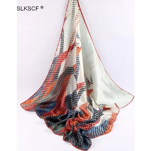 [SLKSCF] 90X90CM Fashion Square real silk scarf 100% silk satin scarf wraps womens handkerchief free shipping