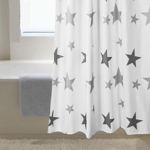 Modern Wave waterproof mildew gray star thickening toilet cloth heavier sinker hook bathroom shower curtain M659