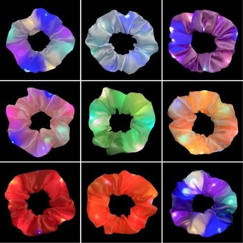Light Up Hair Scrunchies LED Hair Ring Hair Bands Luminous Halloween Christmas Rope Korean Simple Rubber Band Hair Accessories