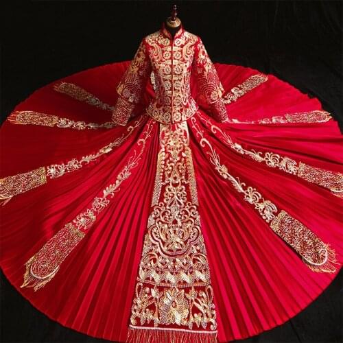 Traditional Bride Women Costume High-quality Embroidery Modern Classic Wedding Dress Cheongsam China Qipao костюм для восточных