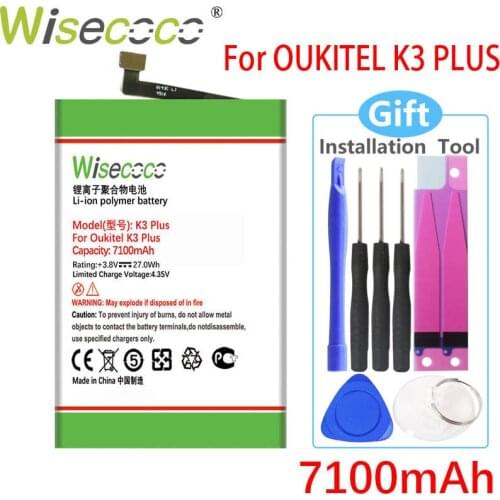 Wisecoco 7100mAh K3Plus Battery For Oukitel K3 Plus Cell Phone In Stock High Quality Battery+Tracking Number