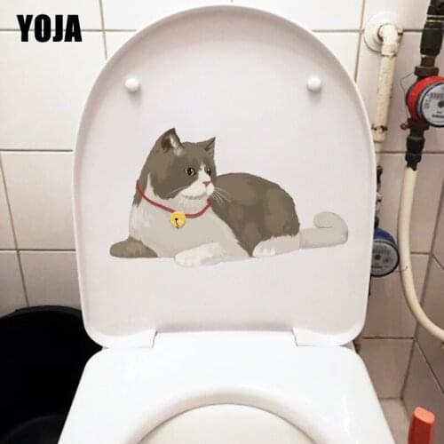 YOJA 23.5×13.9CM Cartoon Kitten Bedroom Wall Decoration Toilet Stickers WC Accessories T1-1468