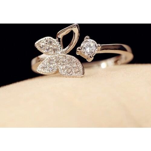 925 Sterling Silver Rings For Women Butterfly zircon Open Ring Hypoallergenic Sterling Silver Jewelry Gifts For Girls