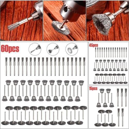 15/45/60pcs Steel brush Wire wheel Brushes Die Grinder Rotary Tool Electric Tool for the engraver stainless steel Wire Wheel