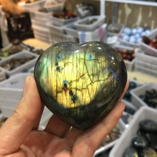 230g Natural Labradorite Heart Polished Love Quartz Crystal Rock Madagascar