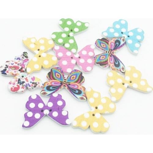 30pcsPattern/Dots Butterfly Buttons Mix Color DIY Scrapbook Craft Sewing Decorations Buttons For Scrapbooking Sewing Accessories