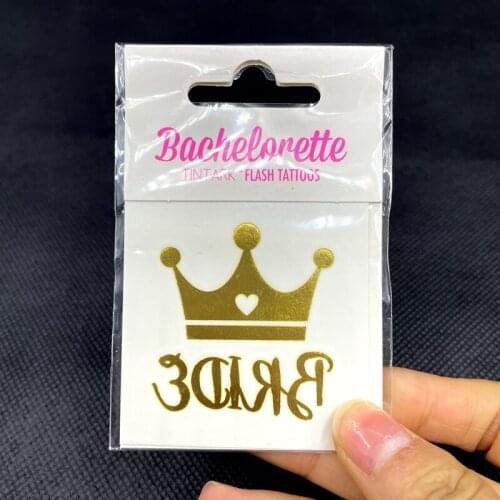 5pcs Bachelorette Party Bride Team Bridesmaid Tribe Squad Temporary Tattoo Hen Night Golden Sticker Bride To Be Wedding Supplies